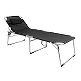 Rahmen aus Aluminium Mojawo XXL Gartenliege Sonnenliege Relaxliege Liege mit Kissen gepolstert klappbar schwarz L200xB70xH45/95cm