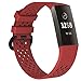 Produktbild Uhrenarmband für Fitbit Versa Lite, verstellbares Sportarmband aus weichem Silikon und Gummi, atmungsaktiv, für Fitbit Charge 3 Damen und Herren, rot, 22mm Band Length:About 210mm