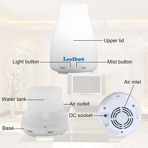 Leelbox Luftbefeuchter Aroma Diffuser Raumbefeuchter Duftzerstäuber Duftöldiffusoren 100ml Ätherisches Öl Diffuser mit 7 Farbwechsel Geeignet für Yoga Salon Spa Wohn-, Schlaf-, Bade- oder Kinderzimmer Hotel - 3