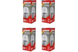 4 x EVEREADY 15W Pygmy Light Bulbs, Bayonet Cap B22 BC B22d 240v, Clear Sewing Machine/Appliance Lamps/Night Light/General Purpose Lightbulbs, Mains 240V