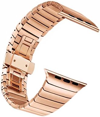 42 mm Stainless Steel Replacement Watch Band Strap Watch Solenoid Bracelet Strap Watch Band for Apple Series 1/2, rose