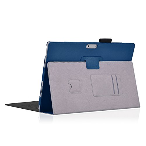 Microsoft Surface Pro 3 Cover Tasche mit praktischer Stand Funktion Case aus robustem Kunstleder kombiniert Schutz und Design für Ihr Microsoft Surface Pro 3 Hülle Case Blau von UC Express® - 4