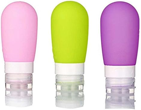Set of 3 Silicone Travel Bottles for Lotions Shampoo and Cosmetic Liquids - 80ML Squeezable & Refillable Travel Containers