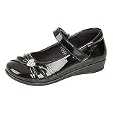 GIRLS KIDS CHILDRENS BLACK PATENT VELCRO SCHOOL FORMAL PARTY SHOES SIZE 8 - 2