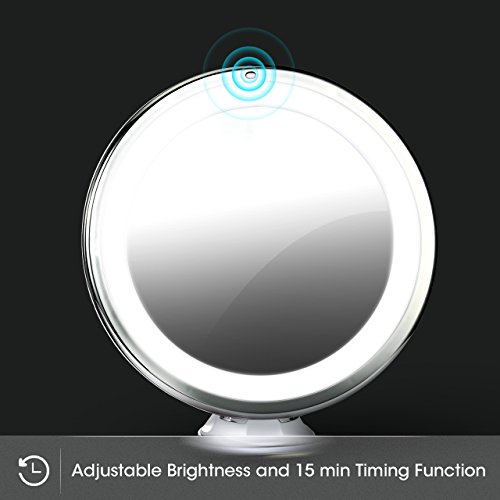 LiSmile LED Kosmetikspiegel Beleuchtet mit 7 facher Vergrößerung und Saugnapf-Grundplatte, einstellbare Helligkeit, 360 Grad drehbares, tragbares & kompaktes Design, schnurloser, batteriebetriebener Make up Spiegel - 4