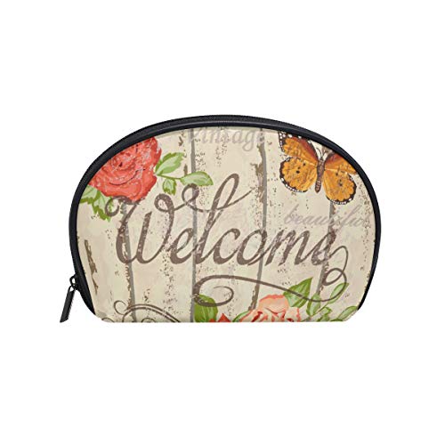 Trousse de maquillage pochette cosmétique pochette fleur rose papillon