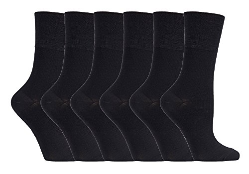 Gentle Grip - 6 pares mujer fantasia bambu calcetines sin elasticos para la circulacion (37-42 eur, SOLRM31)