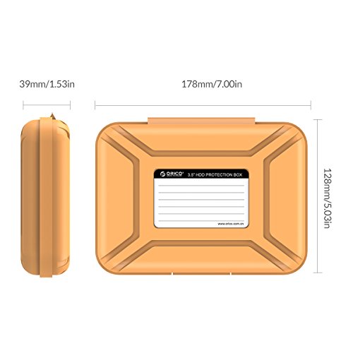 ORICO Festplattentasche Schutztasche Schutzbox (3.5″, Orange) – Aufbewahrungstasche für 3,5 Zoll Festplatten Western Digital WD Seagate Toshiba Samsung Intenso - 6