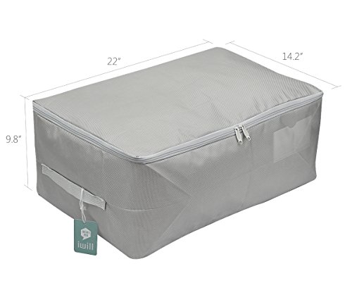 Kleidungs-Aufbewahrungsbeutel, faltende Organisator-Beutel für Deckbetten, Decke, Kleidung-Speicher. Wasserdicht, Staubdicht, Feuchtigkeitsbeständig mit dreiseitigem Reißverschluss und Griffen (Light Grey, L) - 5