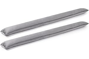 Draught Excluders - Set of 2 | Draft Stoppers for Doors & Windows | 84cm Microfibre Wind Stoppers | Prevent Draughts & Breezes at Home | Pukkr (Grey)