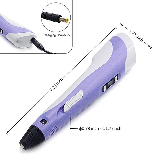 3D Druck Stift, Oxygentle OGP-2 3D Pen mit LCD Temperaturanzeige für 3D Zeichnungen zur Erstellung von dreidimensionalen Zeichnungen, Kunstwerken, Modellen, uvm. von Hand. Kompatibel mit 1,75 mm ABS und PLA Filament - 4