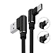 Produktbild Micro USB Ladekabel übertragen Starkes 90 Grad Stecker Kabel 1M für ZTE Tempo X / V870 / Voyage 4 / 4s / Warp 7 / ZFive 2 4G / L 4G / ZMax Champ / ZMax Grand 4G / Sonata 3 / Atrium / Maven 2 - Schwarz
