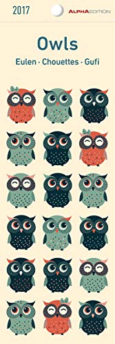 Eulen 2020 - Lesezeichenkalender (5,5 x 16,5) - Owls - Tierkalender - Gadget - Lesehilfe - Geschenkidee