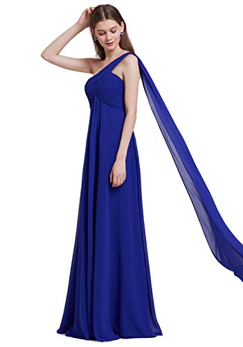 Ever-Pretty Robe de Soirée Robe de Demoiselle d'honneur Maxi Elegante Une Epaule sans Manche 38 Bleu Saphire