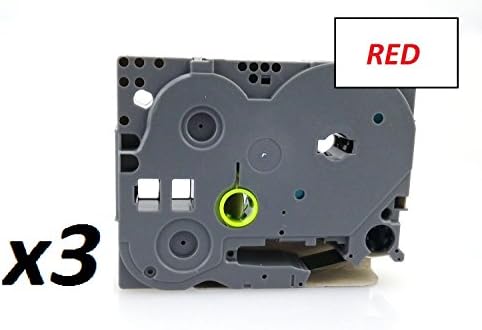3x 36mm WIDTH LAMINATED LABEL TAPE FOR BROTHER P-TOUCH PT-1000. RED ON WHITE. 8m IN LENGTH. TZe-262. SEE DESCRIPTION FOR LIST OF COMPATIBLE PRINTERS. TZ-262