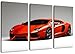 Produktbild Roter Lamborghini Weichzeichnung 3-teilig auf Leinwand- Gesamtformat: 120x80 cm fertig gerahmte Kunstdruckbilder als Wandbild - Billiger als Ölbild oder Gemälde - KEIN Poster oder Plakat