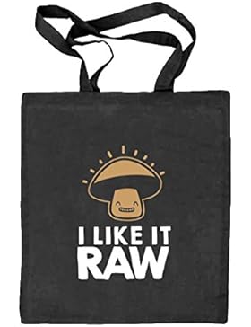 I Like It Raw, Rohkost Vegetarier Vegan Natur Stoffbeutel Jute Tasche (ONE SIZE)