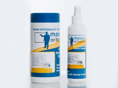 Preisvergleich Produktbild MOB Tafel-Reinigungstücher & Reinigungsspray Sparset / für Whiteboards, Flipcharts, Magnettafeln, Planungstafeln und Kreidetafeln