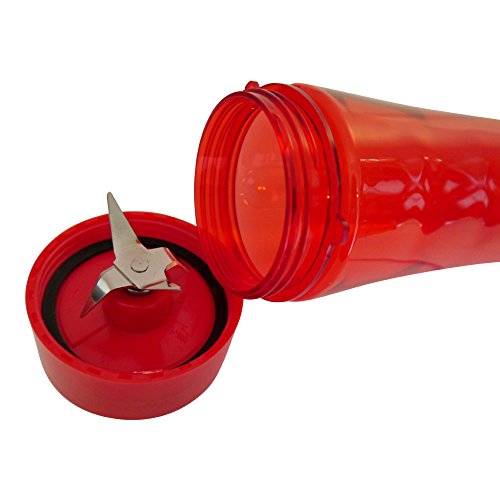 Grafner® Smoothie Maker 300 Watt 2x Becher (je 600 ml) BPA frei Farbwahl Standmixer Mini Mixer Mixer & Go Edelstahlmesser (rot) - 6