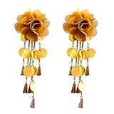 Earrings Ohrhänger Ohrstecker von Blume, Retro-Stil, Lange Ohrringe, modischer Schmuck, Ohrstecker für Mädchen Bridal Designer Jewelry Earrings Tone for Women (Gelb)