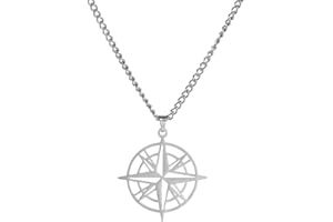 VASSAGO Collana con ciondolo bussola in acciaio inossidabile Collana regalo di laurea per lei Collana da viaggio Collana da viaggio migliore amica Regali di compleanno per donne Ragazze Uomini, 23 pollici