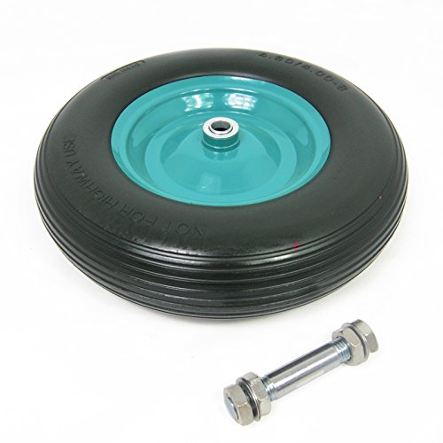 Schubkarrenrad pannensicher PU 400x100 4.80/4.00-8 Ersatzrad - max. 150 kg - INKL. Achse 20x130