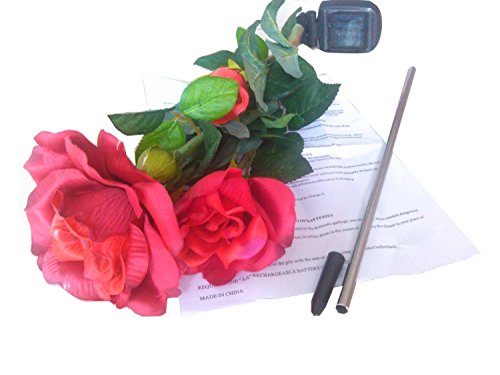 ANKKO Solarbetriebene künstliche Rose Blumen LED Leuchten Garten Landschaft Decor – Rot - 3