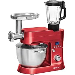 BOMANN KM 1395 CBRouge - Robot patissier multifonctions - 1200 Watts - Ecran LCD - 10 niveaux de vitesse - Fonction hachoir/Pates/Patisserie - Couleur Rouge