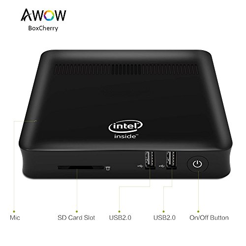 AWOW Fanless Design Mini PC Windows 10 -  Cherry Trail-T3 Quad Core 2 2 Ghz   4 GB DDR   64 GB eMMC   Gigabit Ethernet   2 4G   5G Dual Wi-Fi   VGA   HDMI   USB 3 0   4K   Mini PC PC BoxCherry 