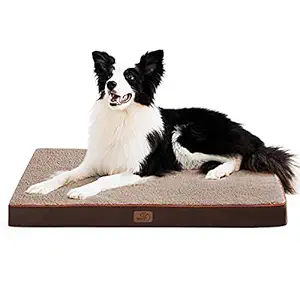 Bedsure Large Dog Bed for Large Dogs Up to 75lbs - Big Orthopedic Dog Beds with Removable Washable Cover, Egg Crate Foam Pet Bed Mat, Brown