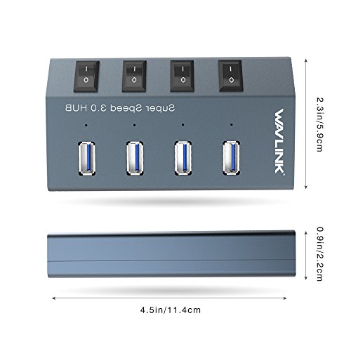 Wavlink Aluminum 4-Port USB 3.0 Hub mit Unabhängige Schalter und Schnellladung für Apple MacBook, MacBook Air, MacBook Pro, Mac Mini, iMac, MacPro, Windows Laptops und Ultrabooks, sowie PCs und weiteren USB 3.0 kompatiblen Geräten (80cm Verlängerungskabel) - 8
