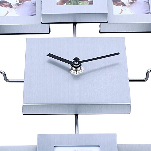 SOLEDI Bilderrahmen Wanduhr für Erinnerung von der schönen Zeit mit Ihren Familien Freunden Geliebten silbern - 7