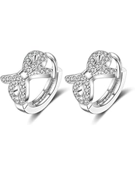 Shawa Damen Mädchen Creolen Silber 925 Schmetterling Ohrringe Blumen Modische glänzend Zirkonia Hypoallergen Geschenk...