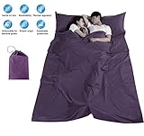 Tapusen Célibataire Double Sacs de Couchage Doublures 100% Coton Sac de Couchage Léger Feuille de Couchage Portable Feuille de Camping compacte résistant à la saleté (Célibataire)