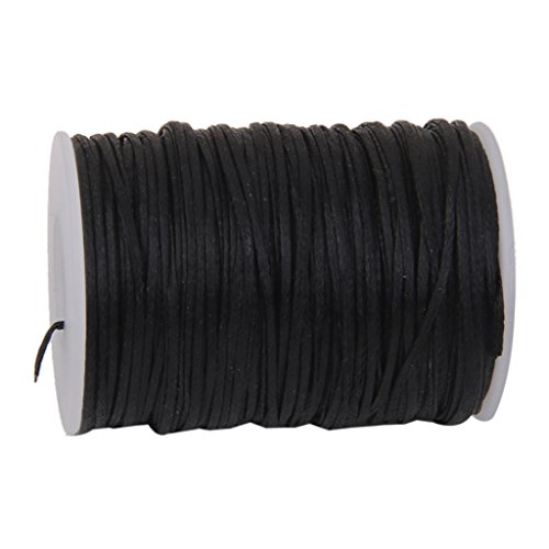 MagiDeal 65 Meter Flachband gewachstes Wachsband Wachs Band für Halsband Halskette Leder Handwerk 1.2mm – Schwarz, 70Meter x 1.2mm - 3