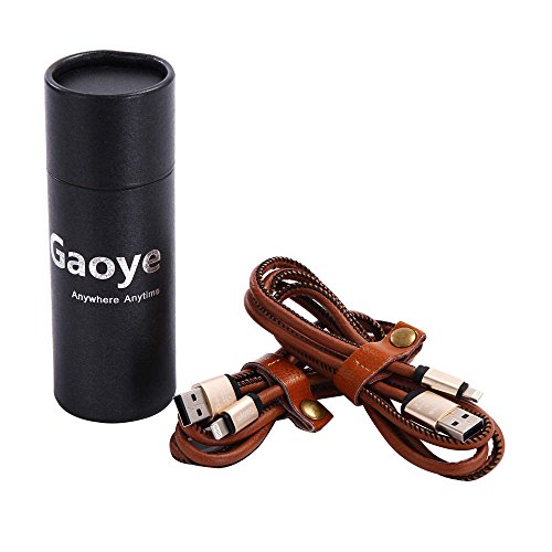 iPhone Ladegerät, USB Kabel Gaoye Lightning Kabel L1 Leder Blitzschnelle Daten Synchronisierungs Ladekabel 3.3ft für Apple iPhone 5 5s 5c 6 6s 6 plus 7 7plus iPad (2 Pack) - 7