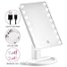 Produktbild Kosmetikspiegel KYG Schminkspiegel mit 16 LEDs Beleuchtung USB wiederaufladbarer Standspiegel batteriebetrieber Tischspiegel dimmbarer Make up Spiegel (weiß)