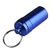Produktbild broadroot Tragbare Aluminium Legierung Wasserdicht Mühle Medizin Box Fall Halter Container Kapsel Schlüssel Ring Kette Outdoor, blau