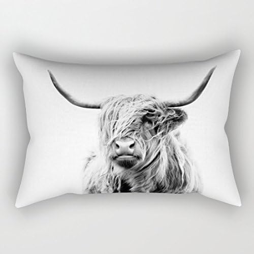 White Portrait Cow Rectangular Cushion Covers Pillow Cases Decorative Cushions 12 x 20 inches for Sofa