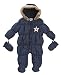 Lora Dora Baby Boys Girls Hooded Snowsuit Quilted Pramsuit With Mittens Size 0-6 Months