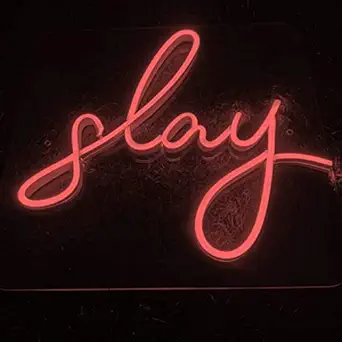 Slay LED Neon Sign Light with Adapter LED Art Decorative Sign Wall Decor for Wedding Party Kids Room Living Room - Valentine Gift for Girlfriend Boyfriend Husband Wife (Red, 12 x 12 Inch)