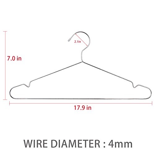 Edelstahl Kleiderbügel, juning Edelstahl Robuster Metall Draht Kleiderbügel für Kleidung 17 inch-set von 40 - 4
