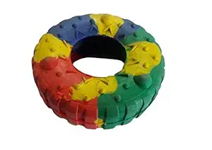 BLACK DOG Rubber TPR Tires Extreme Chew Wheel Dog Toy, Hard Rubber Chew Interactive Toys & Training Aid for Dogs Medium/Large Pets (Multicolor)