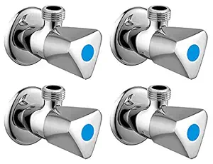 ZESTA Stainless Steel Jazz Angle Valve Stop Cock for Bathroom Taps, Geyser and Wash Basin Connection with Flange Chrome Finish (Pack of 4)