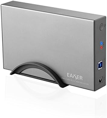 Eaxer Aluminum USB 3.0 Hard Drive Disk External Enclosure Case for 3.5 Inch SATA HDD and SSD [Support Automatic Sleep Mode, UASP &amp; 8TB Drives]