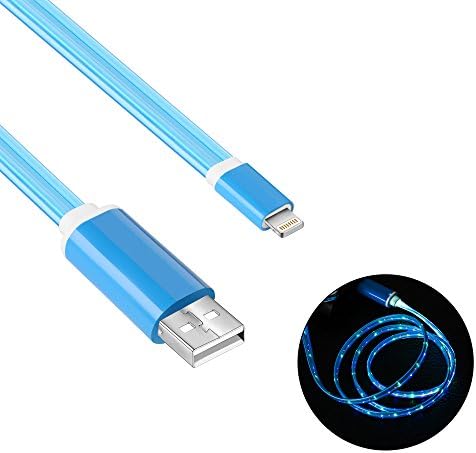 Geabon Lightning Cable, Flowing LED Light Up iPhone Charger Cable 1M USB A to Lightning Sync and Charging iPhone Cable Cord for iPhone X/8/7/7 Plus/6s/6s Plus/6/6 Plus/5s/5c/5/iPad/iPod (Light Blue)