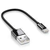 Verbindet iPhone, iPad oder iPod mit Lightning Anschluss über den USB-Stecker mit einem Ladegerät oder Computer zum Aufladen oder Synchronisieren