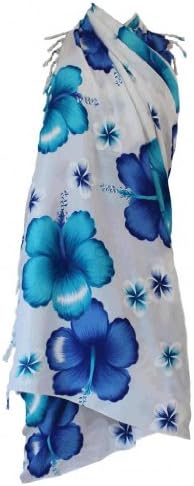 Siam Secrets Blue &amp; White Floral Sarong Beach Wrap Pareo Large