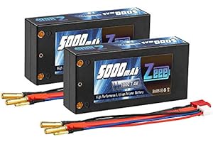 Zeee 2S lipo Batterie 7,4v 100C 5000mAh Courte, Connecteur 4,0 mm sphérique à Deans T pour RC Car RC Truck Flugzeug Helikopter Boot Buggy Wing RC Hobby (2 Paquets)