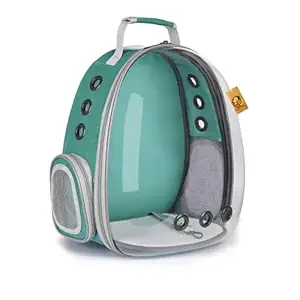 Foodie Puppies Astronaut Space Transparent Capsule Breathable Airline-Approved, Ventilate Transparent Carrier Backpack for Travel, Hiking and Outdoor for Puppies & Cats (Turquoise)